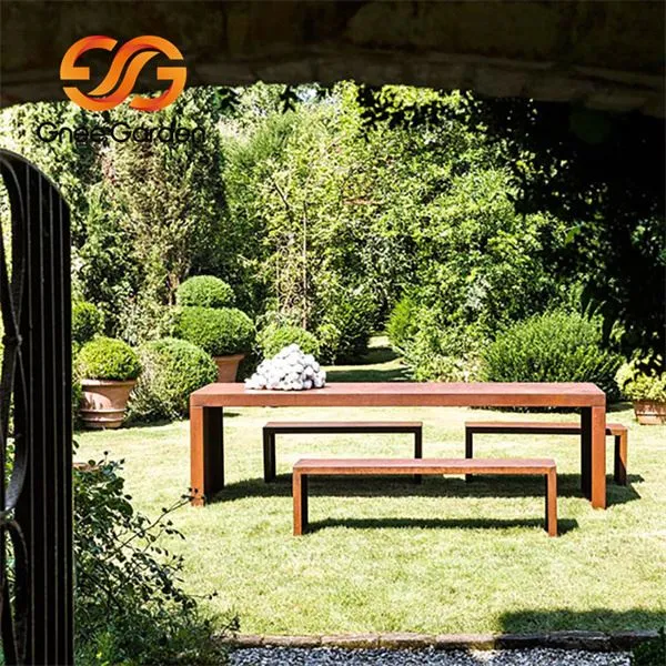 Bangku dan Meja Baja Corten