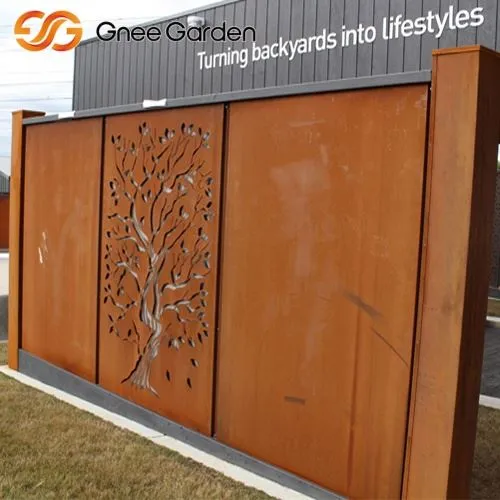 Corten Steel Etched Tree Pattern Pattern Garden Layar berlubang