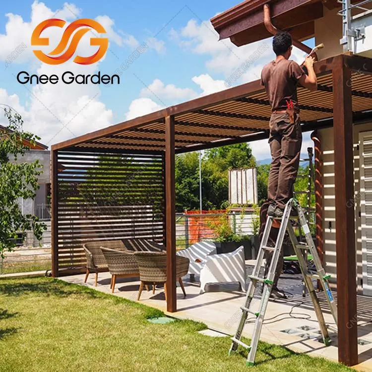 Gazebo Pergolas Tahan Air Luar Ruangan Corten Steel