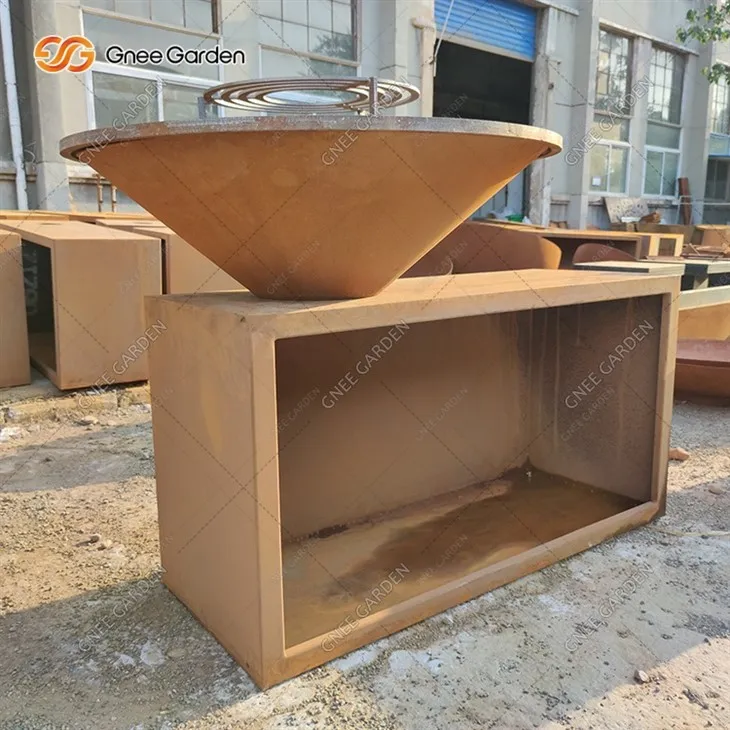 Corten Steel Qutdoor Kitchen Fire Pit Grill Barbekyu
