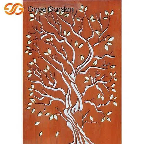 Corten Steel Tree Cabang Motif Layar Lansekap Luar Ruang