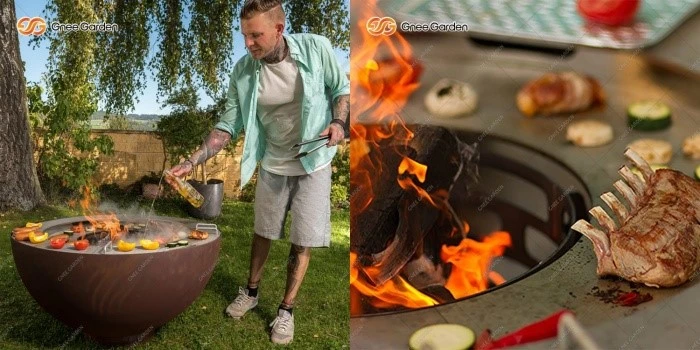 Corten Steel Fire Bowl Barbecue Corten Steel Fire Bowl Barbecue